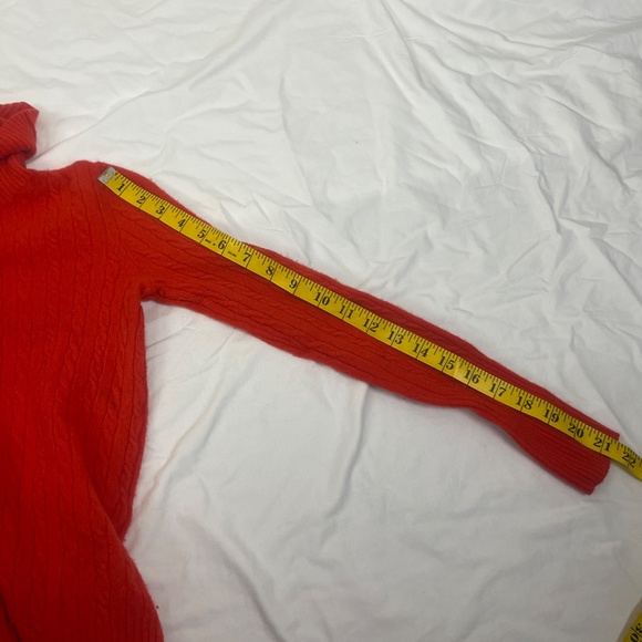 J.crew Women Turtle Neck Cable Knit Sweater Sz XS Cashmere Wool Fitted Y2K Red - Picture 10 of 10